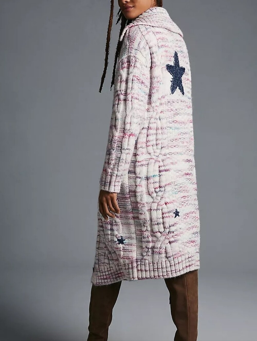 Anthropologie Pilcro Star Granny Cardigan Sweater Cable Knit Longline Duster XS - Picture 4 of 16